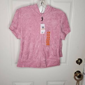 Juicy Couture towel terry flamingo short set women's M
